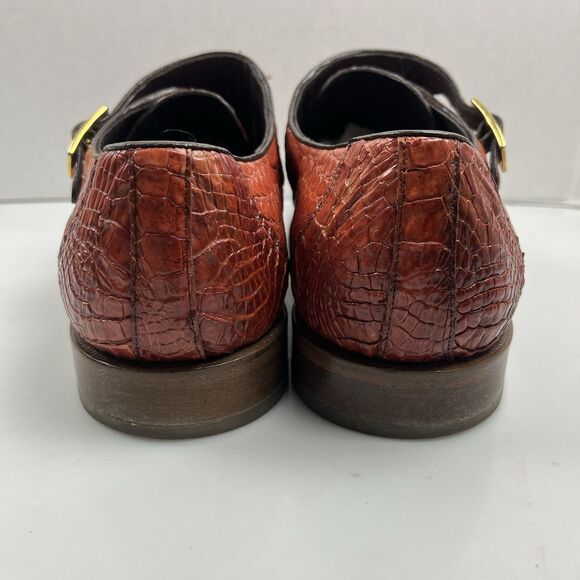 Belvedere Valiente Rust Crocodile Leather Double Monk Strap Shoes Mens Size 9 main image 4